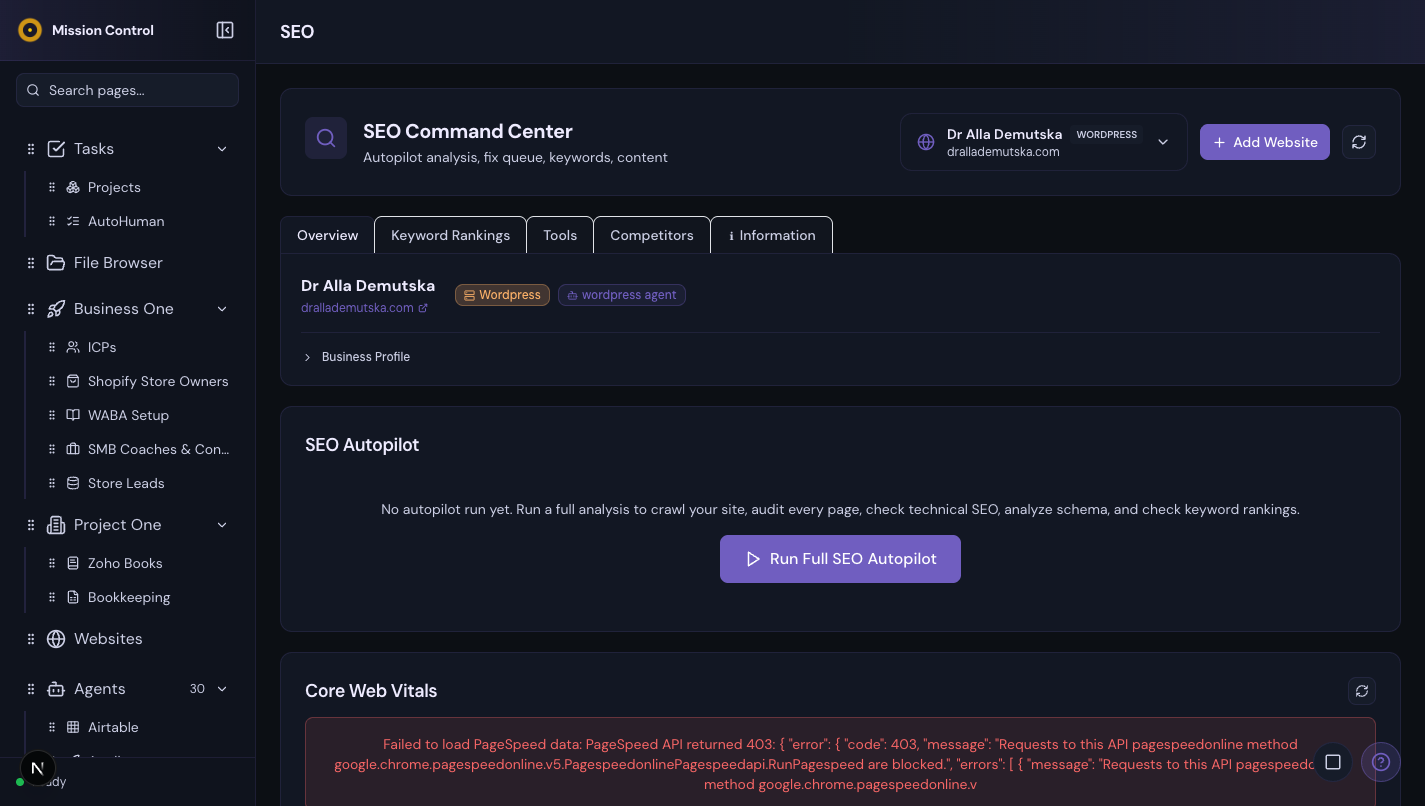 All Sorted SEO Command Center