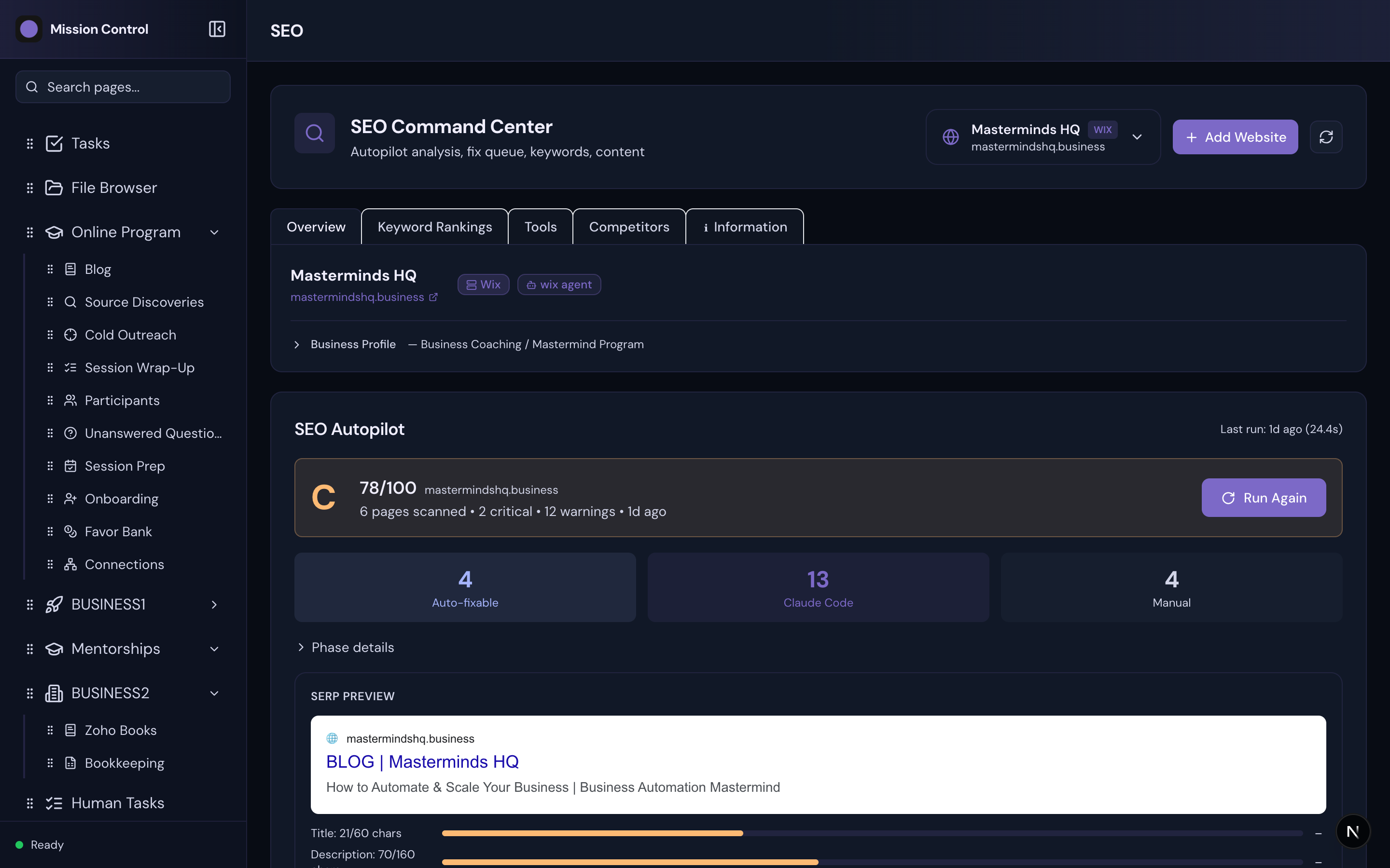 All Sorted SEO Command Center